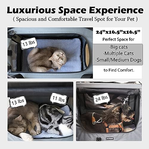 Prutapet Large Cat Carrier 24"x16.5"x16.5" Soft-Sided Portable Pet Crate - Image 2