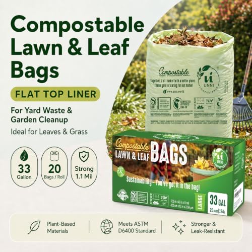 UNNI 30-33 Gallon Compostable Bags, 124 L, Extra Thick 1.1 Mil - Image 2