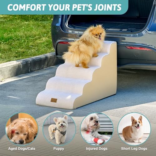 COZY KISS Wide Dog Stair for Small Dog 22.6" H, 5 Step Pet Ramp for Bed - Image 4
