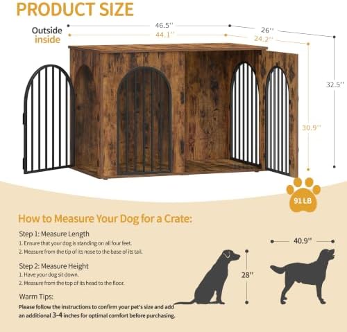 Hzuaneri 46.5'' Dog Crate Furniture, Dog Kennel Indoor - Image 2