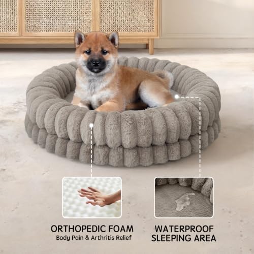 BALANCE Luxury Donut Dog Bed, 30 Inches Round Dog Bed Medium Size Dogs Washable - Image 4