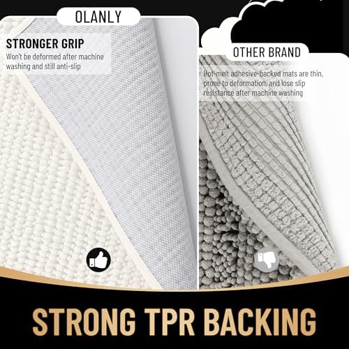 OLANLY Thick Chenille Bathroom Runner Rugs 59x20, Absorbent Bath Mat - Image 5
