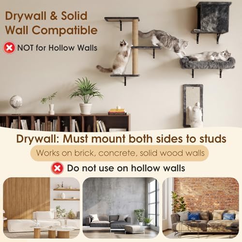 5-in-1 Cat Wall Shelves for Large Cats, Floating Climber - Image 7