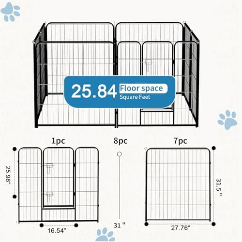 NEWBULIG Dog Playpen Indoor 8 Panels 32 Inch, Outdoor Metal Dog Fence Pen - Image 5
