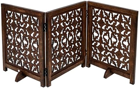 Foldable Wooden Dog Gate, 54 Inch Wide, Burnt Finish by TheWoodenTown