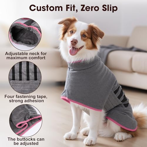 Microfiber Dog Bathrobe, Super Absorbent Dog Drying Coat - Image 2