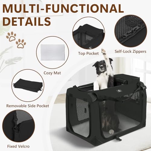 X-ZONE PET Dog Crate 3-Door Kennel, Collapsible Portable Soft Sided Pet Carriers - Image 4