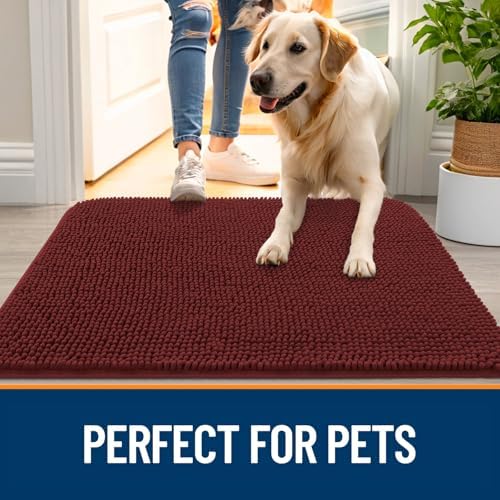OLANLY Dog Door Mat for Muddy Paws 50x30, Super Absorbent Chenille Mud Mat - Image 6