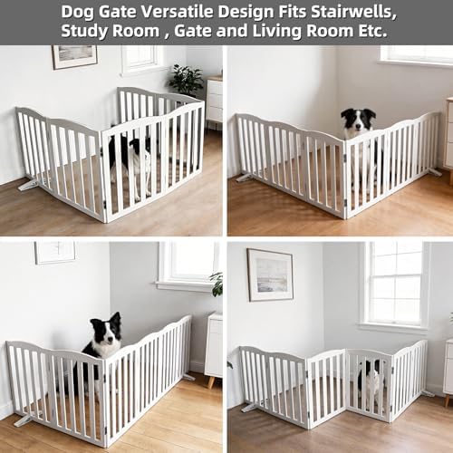 Freestanding Dog Gate Indoor, Doggie Gate Foldable Dog Gates - Image 4