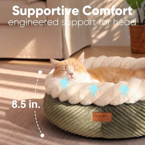 FUKUMARU Cute Round Cat Bed, Calming Donut Small Dog Beds - Image 3