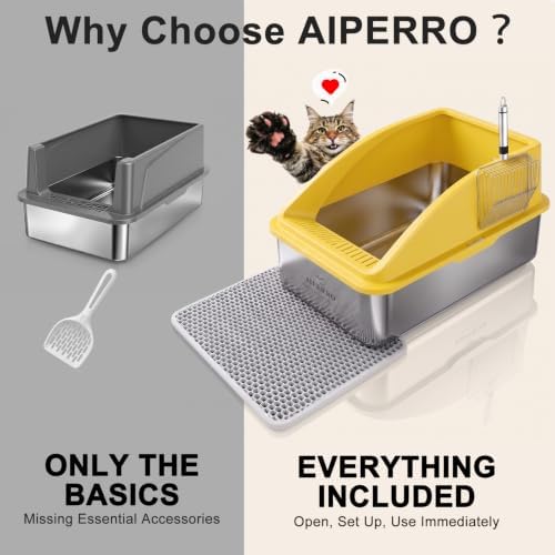 AIPERRO Stainless Steel Litter Box | XL Metal Cat Litter Boxes - Image 3