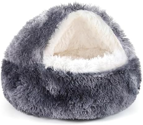 NOYAL Hooded Donut Bed, Calming Cave by Noyal