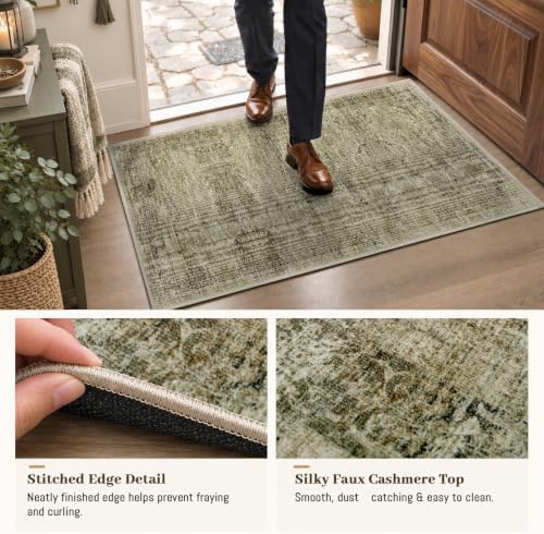 Area Rugs for Living Room Under Table 5x7 Washable Vintage Brown - Image 2