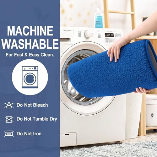 OLANLY Memory Foam Bathroom Rugs 30x20, Absorbent Bath Mat, Deep Navy Blue - Image 6
