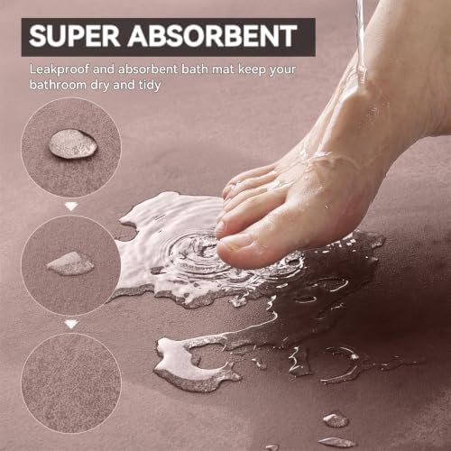 MontVoo -Bath Mat Rug-Rubber Backing Non Slip Quick Dry Absorbent Thin Bathroom - Image 3