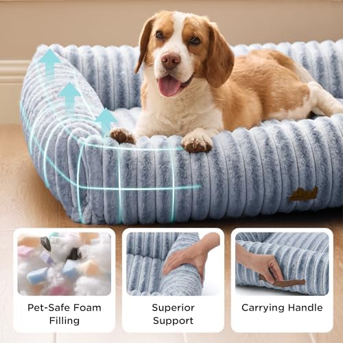 Bedsure ComfyFleece® Cute Dog Bed Medium Large Size Dog，30in Blue Indigo - Image 2