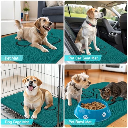 OLANLY Dog Door Mat for Muddy Paws 36x24, Paw Print Design Chenille Mud Mat - Image 7