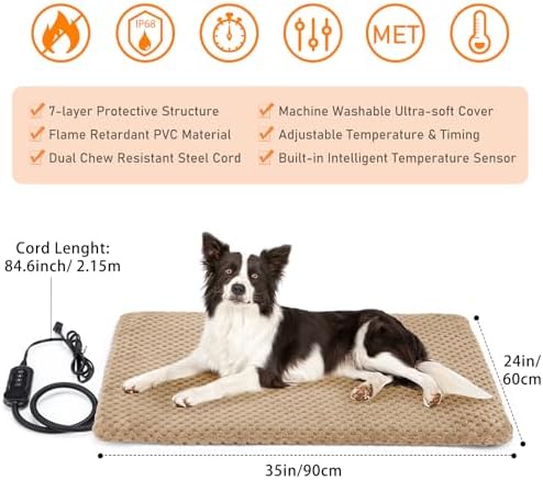 INVENHO Pet Heating Pad for Cats & Dogs, Waterproof, Adjustable Temp - Image 5