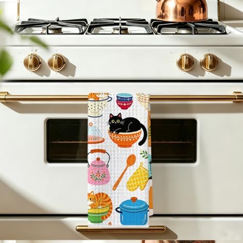 Cute Cat Kitchen Towels 24x14 Inch, Cats Gifts Reusable Dish Towel - Image 5