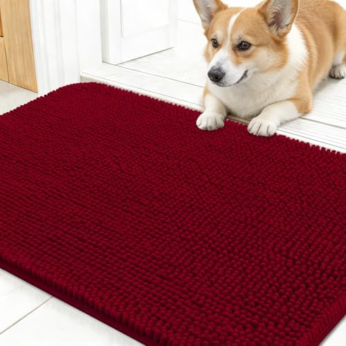 OLANLY Dog Door Mat for Muddy Paws 30x17, Super Absorbent Chenille Mud Mat by OLANLY
