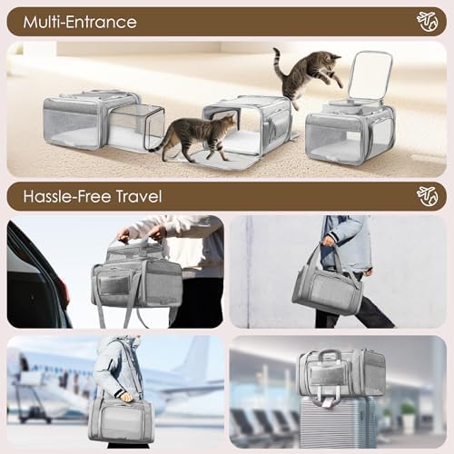 Top and 2 Sides Expandable Cat Carrier 18x13.5x9.5 TSA Airline Approved - Image 6