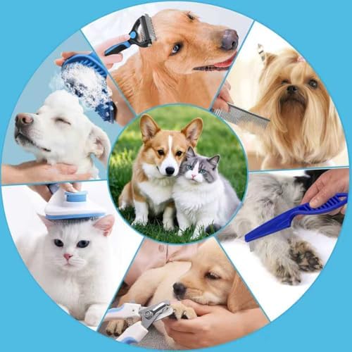 7PCS Dog Grooming Brush Kit for Shedding and Matted Fur, Self-Cleaning Slicker - Image 6