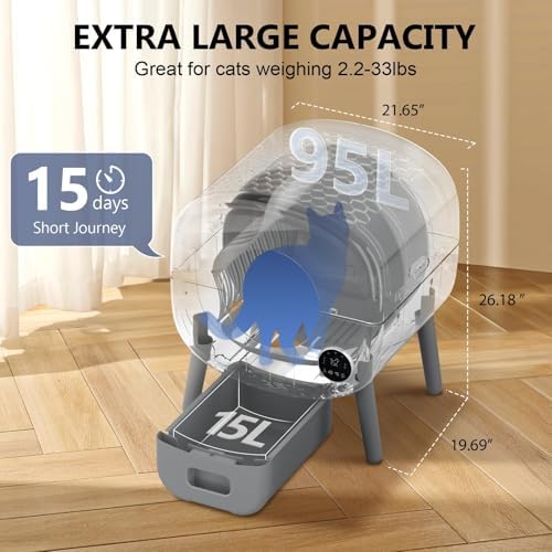 Cumrige Automatic Litter Box, Safety Sensor, App Control, 95L Large Capacity - Image 2