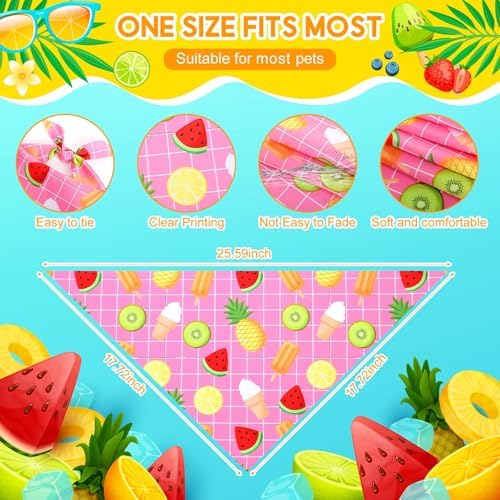 120 Pcs Summer Themed Dog Bandanas Bulk Tropical Hawaii Pet Bandanas Dog Handkerchiefs Cute Fruit Summer Scarf Bibs Triangle Bibs Adjustable Kerchief Pet Grooming Costume Accessories - Image 2