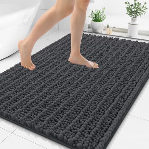 Smiry Bathroom Rugs 59X35, Extra Soft Rubber Backing Chenille Bath Mats by Smiry