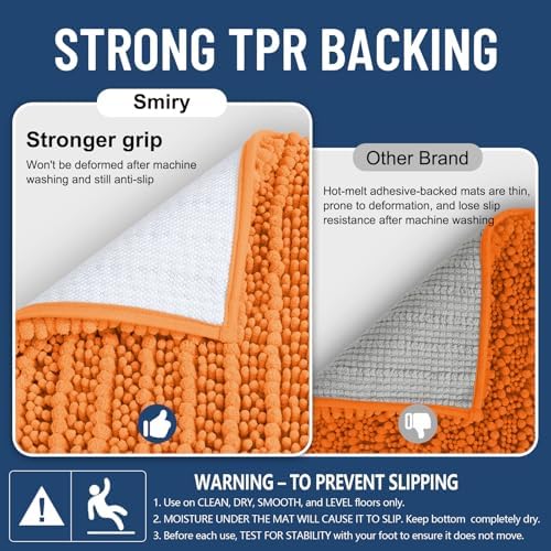 Smiry Bathroom Rugs 24X16, Extra Soft Rubber Backing Chenille Bath Mats - Image 3
