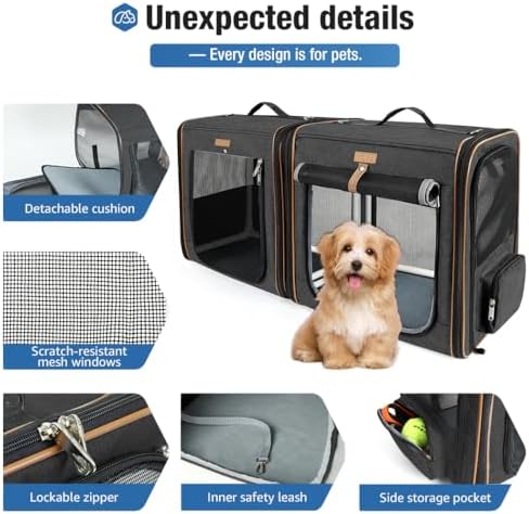 Lekereise Large Cat Carrier for 2 Cats, 2-in-1 Cat Travel Carrier - Image 5