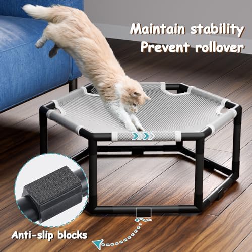 Tresbro Elevated Cat Hammock Bed, Hexagon Raised Cat Swing Bed Chair Cot - Image 4
