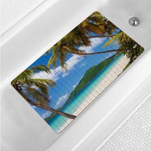 Palm Leaf Bathtub Mat Non Slip15x27in Bath Mat by Denifeiya