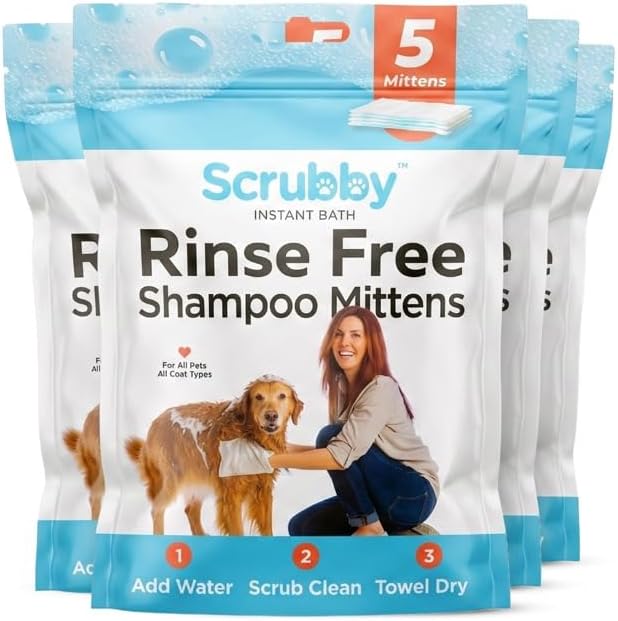 Scrubby Pet No Rinse Wipes | Rinse Free Shampoo Mittens | Dogs & Cats | Bath by ScrubbyPet