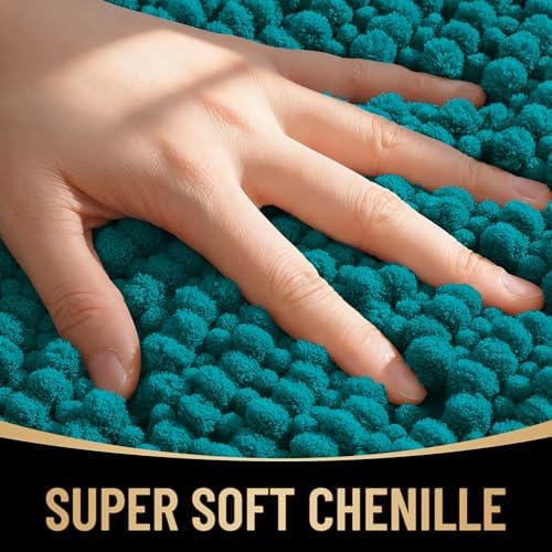 OLANLY Thick Chenille Absorbent Bathroom Rugs Mat 36x24, Deep Lake - Image 2