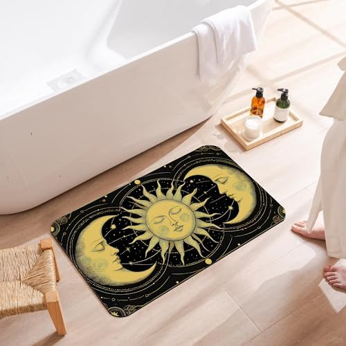 Bath Mats for Bathroom, Boho Sun Moon Bathroom Rugs, Celestial Diatomaceous - Image 3