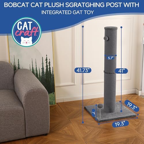 Cat Craft 41" Tall Short Plush Cat Scratching Post - Image 3