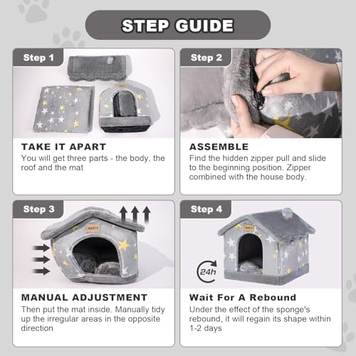 Cute Cat Beds for Indoor Cats, Foldable Cat House - Image 5