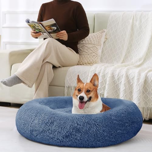 JOLLYVOGUE Dog Bed, Calming Anti-Anxiety Large Dog Bed, Fluffy Donut Cushion - Image 6