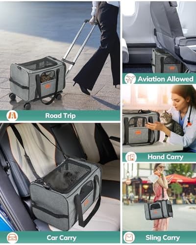 Morpilot Cat Carrier with Wheels Airline Approved, Pet Dog Carrier with Wheels - Image 2