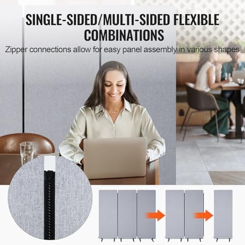 VEVOR Office Partitions, 3 Panel PET Polyester Soundproof Room Screen, Folding - Image 5