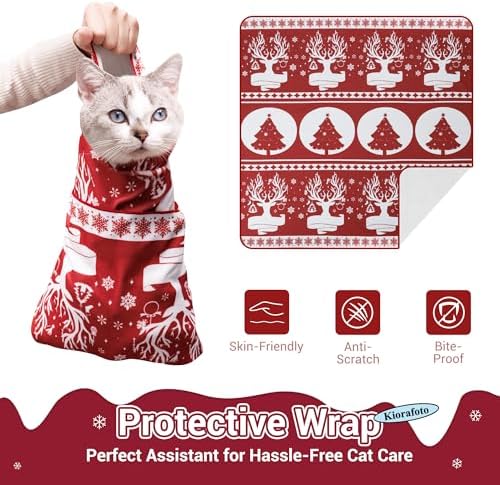 27.5" Large Cat Wrap for Nail Trimming for Adult Cats & Small Dog RED - Image 5