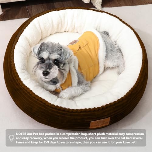 Zerbuger 23in Brown Round Dog Bed Sofa - Image 4