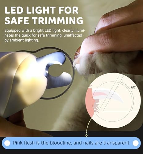 Pet Nail Clipper with Light for Cats & Small Dogs Puppies, Ultra Bright LED to - Image 3