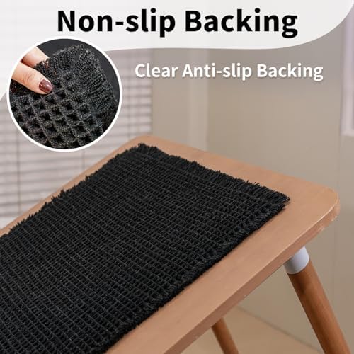 Black Bathroom Rug, Waffle Bath Mat Non Slip Washable - Image 5