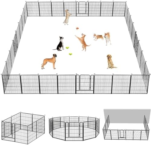 Dog Playpen Dog Fence Outdoor for Yard, 32inch 34 Panels Dog Pens Outside by Jhsomdr