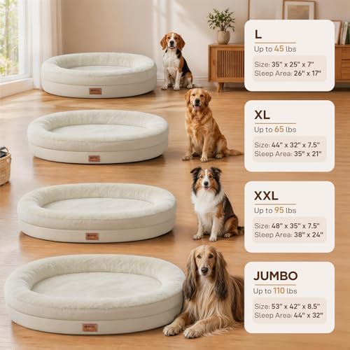 Waterproof Orthopedic Dog Bed for Medium Dogs, Light Beige - Image 4