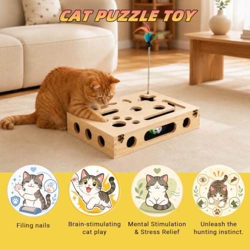 Cat Scratch Puzzle Enrichment Box, Interactive Cat Toy - Image 2