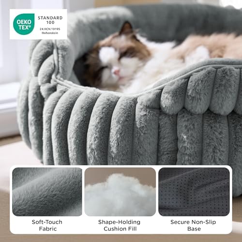 Bedsure ComfyFleece® Washable Cute Small Medium Dog Bed, Round Pet Bed - Image 3
