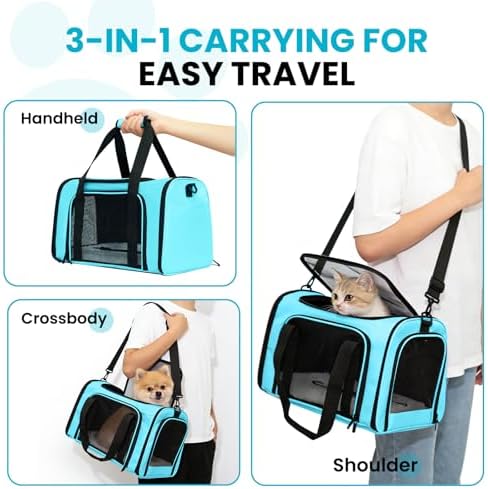 Soft-Sided Cat Carrier 18x11x11 in Expandable Travel Pet Bag 15LBS - Image 7